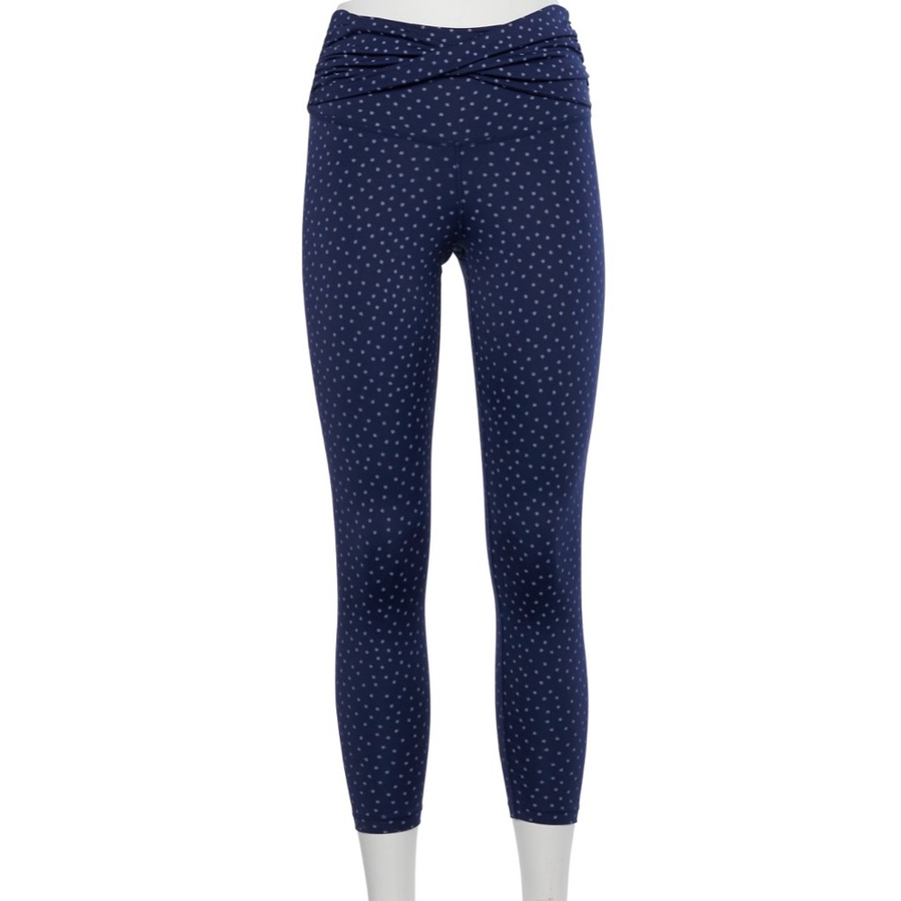 Nike dri-fit blue polka dot twist high crossover waist ankle / 7/8 length size M